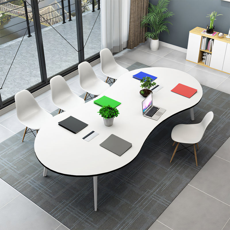Oval Conference Table with Cable Management, Solid Wood & Lumbar Support for Meeting Room