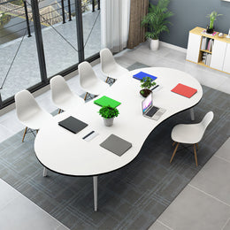 Oval Conference Table with Cable Management, Solid Wood & Lumbar Support for Meeting Room