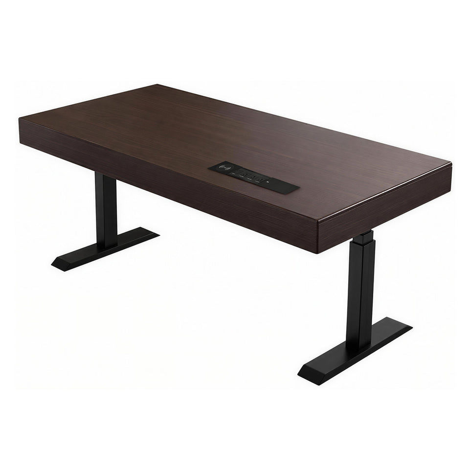 Modern Electric Height Adjustable Executive Desk with Dual Motors, Built-in Charging Box & Storage Drawers for Compact Offices (55–71")