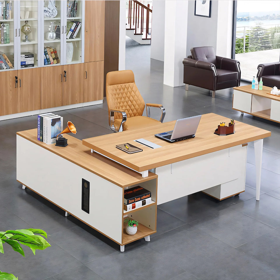 Executive Office Desk for Boss with Thickened Panel and Steel Frame and Spacious Work Surface LBZ-10153