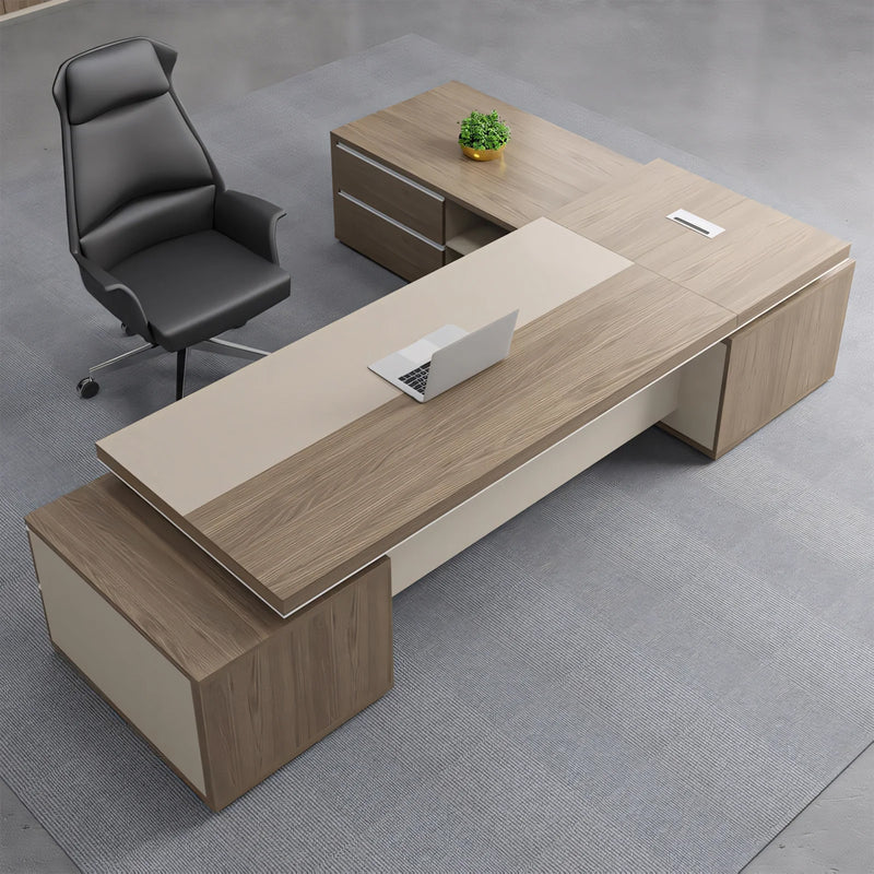 Modern Executive Desk 71-118 in Wide with Side Storage & Lumbar Support for Home Office
