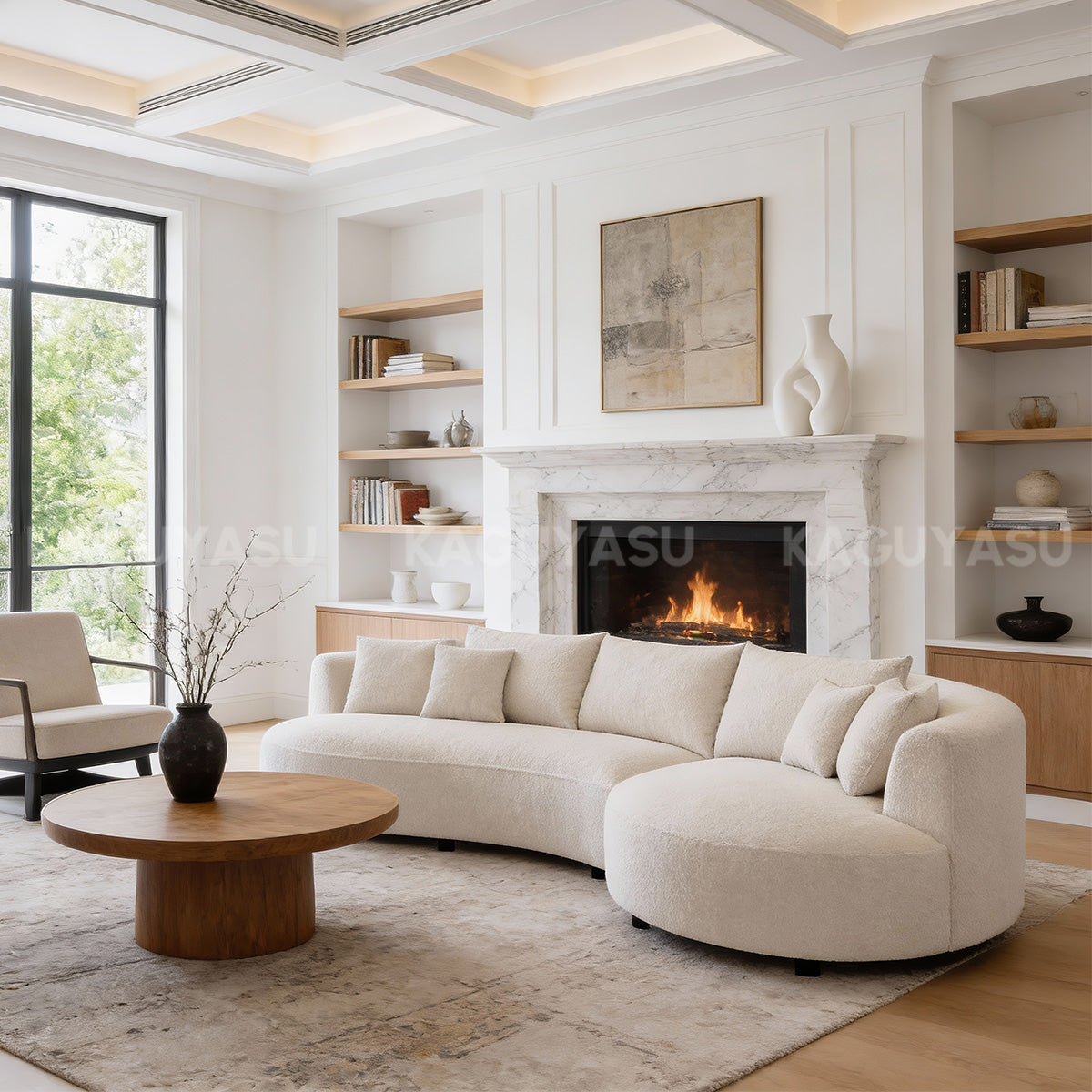 Modern Sherpa Lounge Sofa with Curved Backrest for Living Rooms & Reception Areas SZ-SF-0006