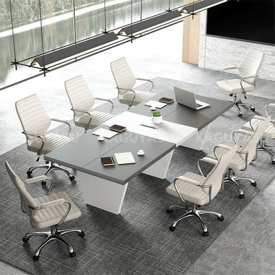 Modern Two-Tone Rectangular Conference Table with Architectural Legs MBS-HYZ-3002