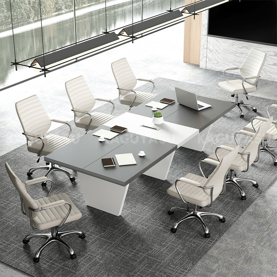 Modern Two-Tone Rectangular Conference Table with Architectural Legs MBS-HYZ-3002