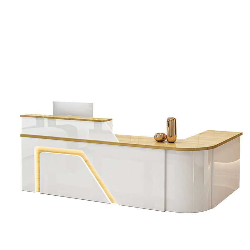 Jigsaw Design L-Shaped Reception Desk with Keyboard Tray and Drawers for Small Supermarkets JDT-1024