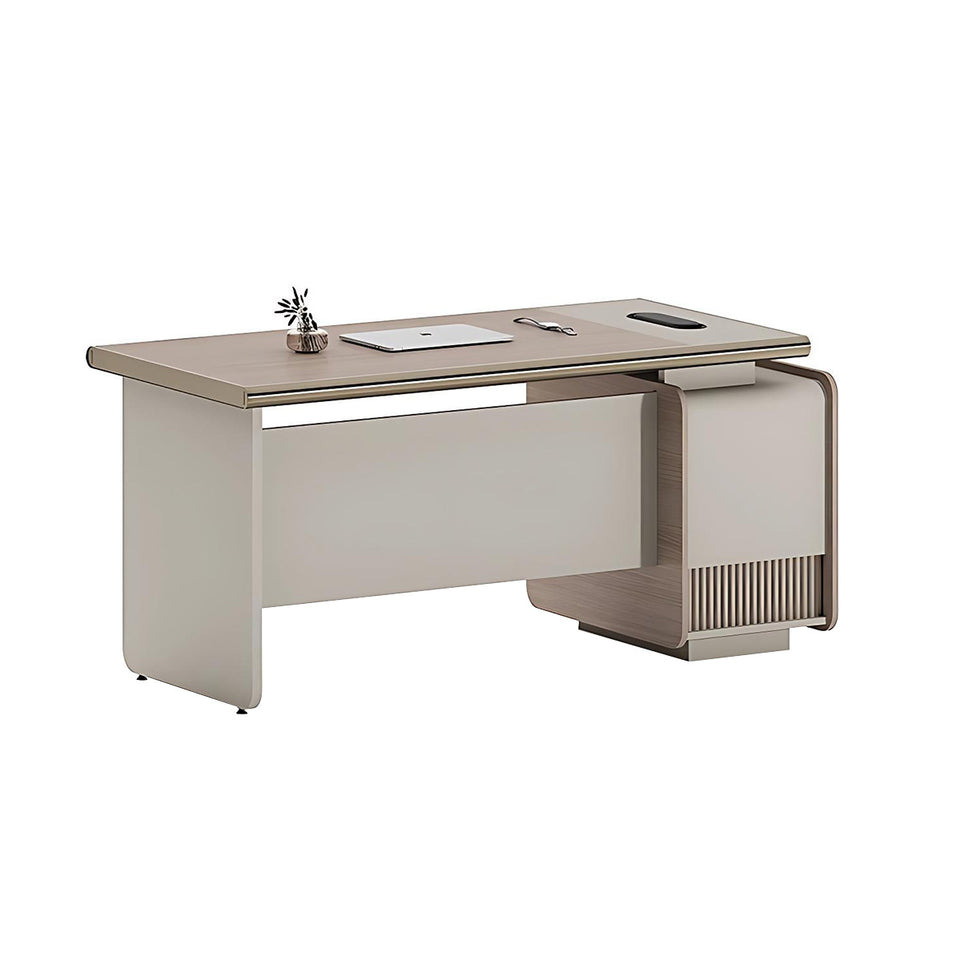 Modern and Luxurious Executive Desk with Aluminum Alloy Edges and  High Capacity Side Cabinet LBZ-10168