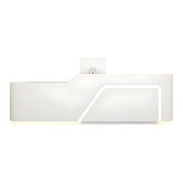 Corner Arc-Edge Straight Minimalist Reception Desk With Keyboard Tray, Cabinets, And Drawers For Hotels JDT-1074