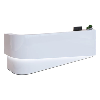 Curved Color-Blocked Straight Reception Desk with Ample Legroom and Drawer for Hotels JDT-1019
