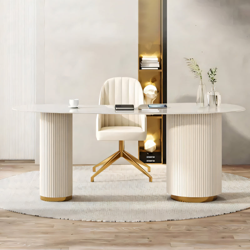 Curved Reception Desk 22-79 in Wide with File Drawers for Salon