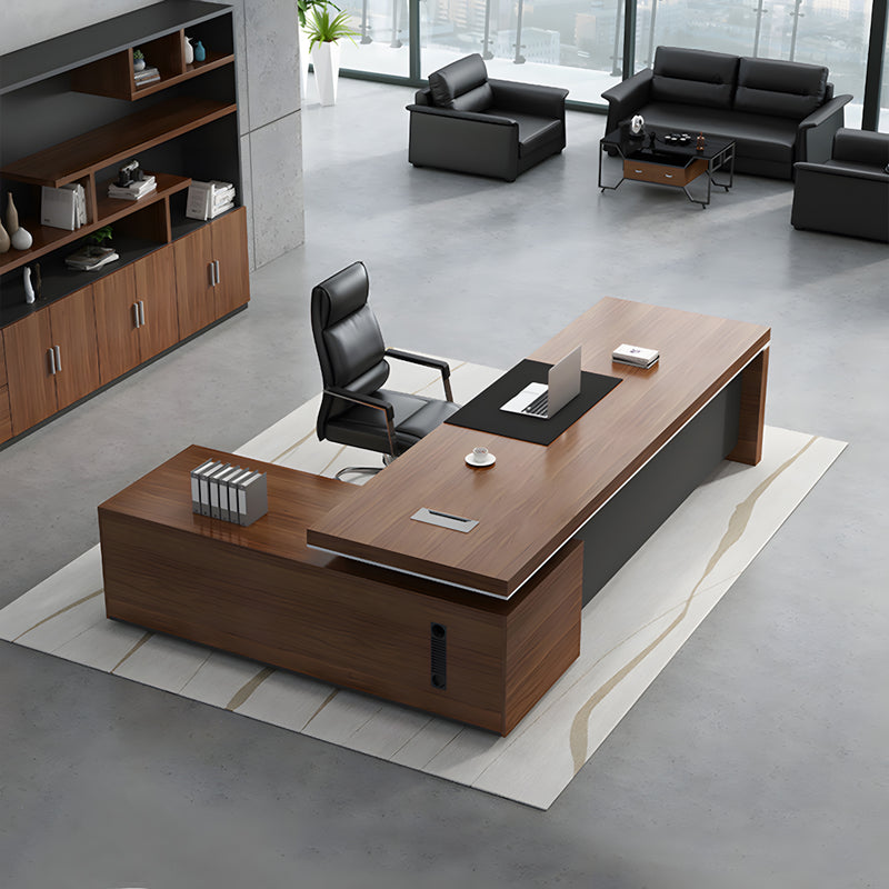 Practical L-Shaped Side Storage Executive Desk with Cable Management
