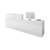 Color-Blocked Straight Reception Desk with Double-Layered Countertop and Lockable Drawer for Offices JDT-1046