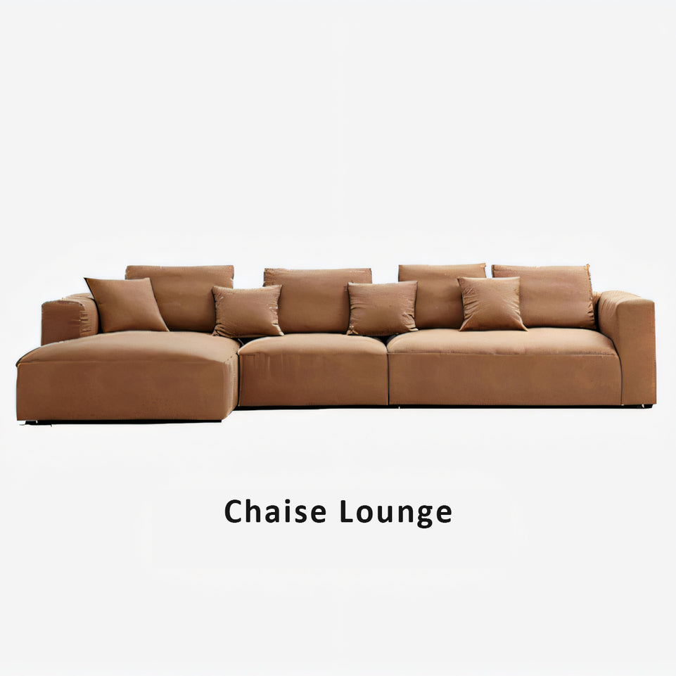 Italian Minimalist Tech Cloth Sectional Sofa Brown Chaise Lounge BSF-2005