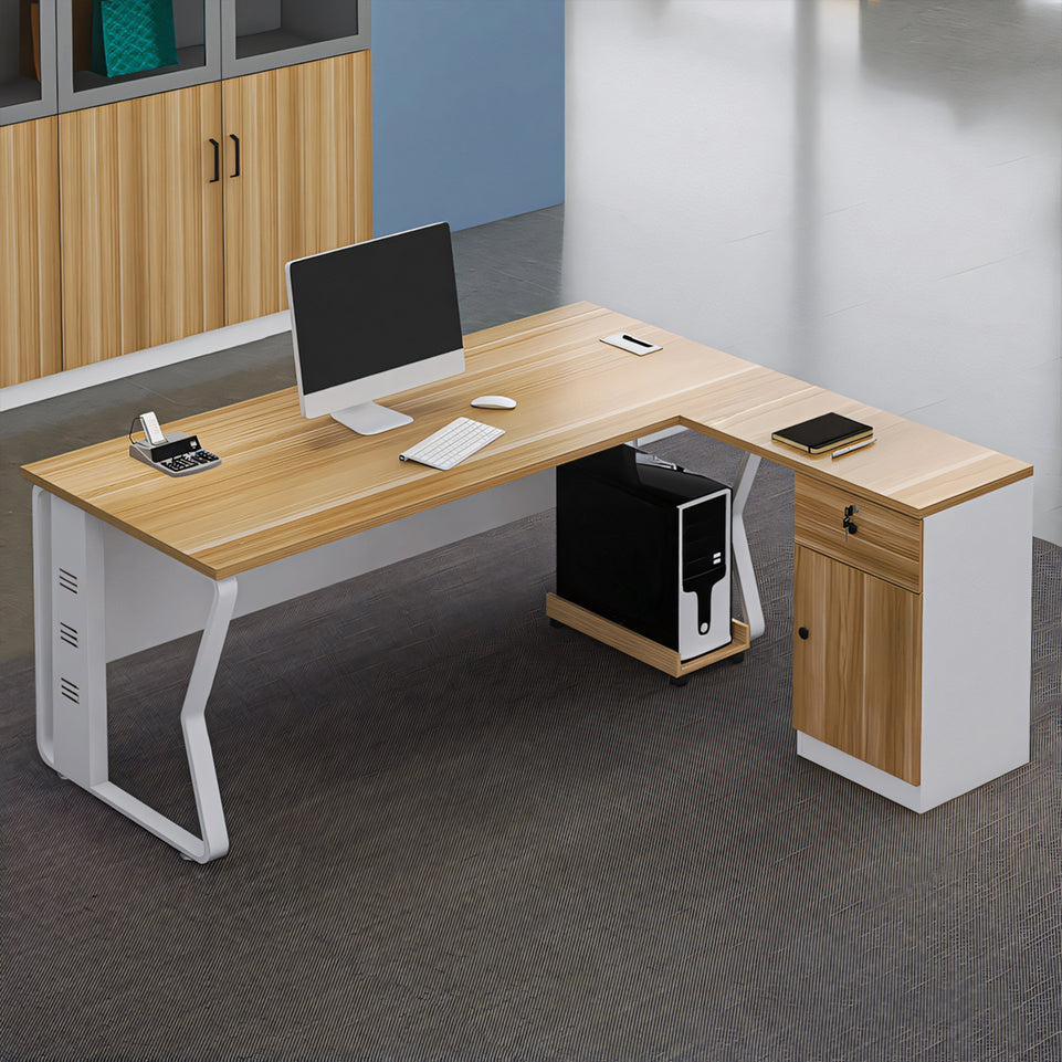 Modern and Minimalist Executive Desk with Side Cabinet LBZ-10138