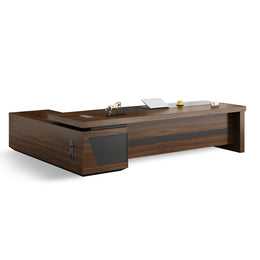 L-Shaped Executive Desk 63-126 in Wide with File Drawers & Side Storage for Home Office