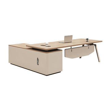 Refined Minimalist Executive Boss Desk With Side Cabinet And Cable Management LBZ-2172