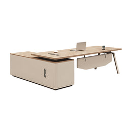 Refined Minimalist Executive Boss Desk With Side Cabinet And Cable Management LBZ-2172