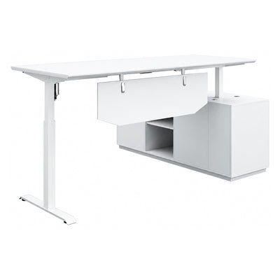Height-Adjustable Executive Desk with Side Storage Cabinet
