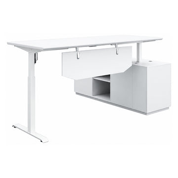 Height-Adjustable Executive Desk with Side Storage Cabinet
