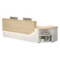 Color-Blocked L-Shaped Reception Desk with Storage for Training Centers and Offices JDT-761