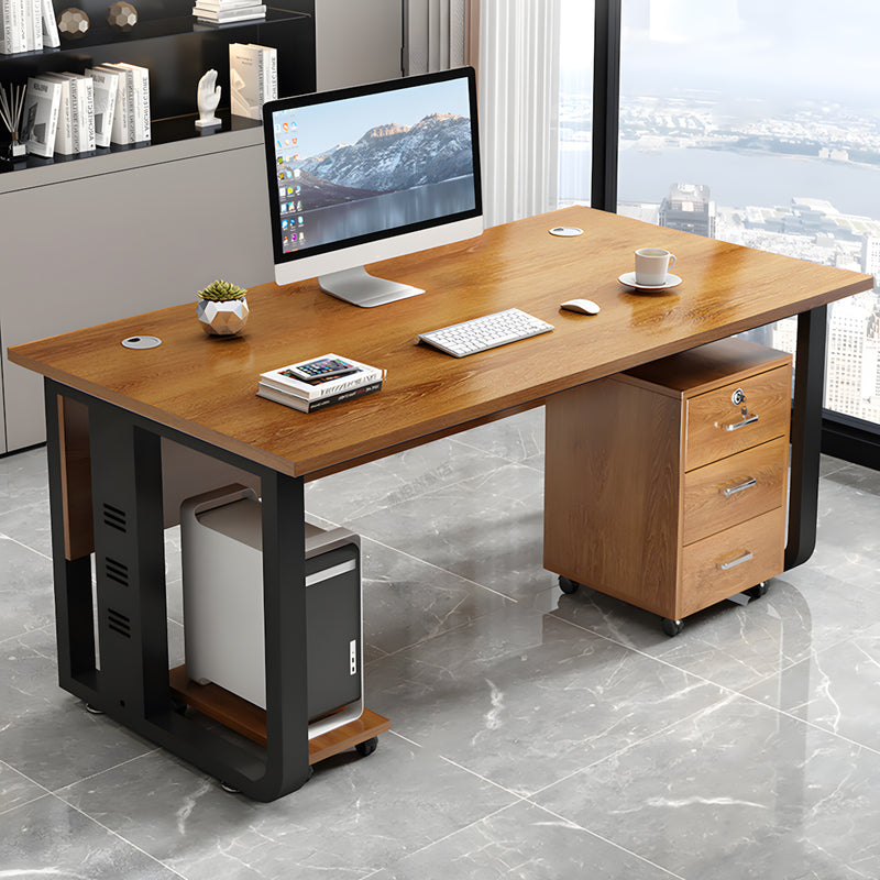 Modern Executive Desk with File Drawers, Cable Management & Lockable for Home Office