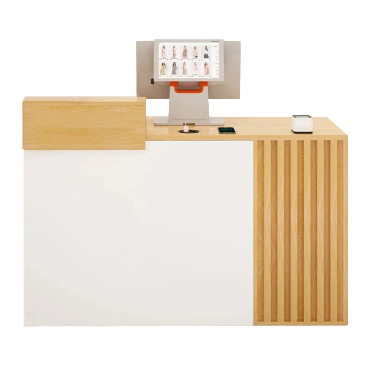 Small Reception Counter with Custom Logo and Lockable Drawer for Shop JDT-015