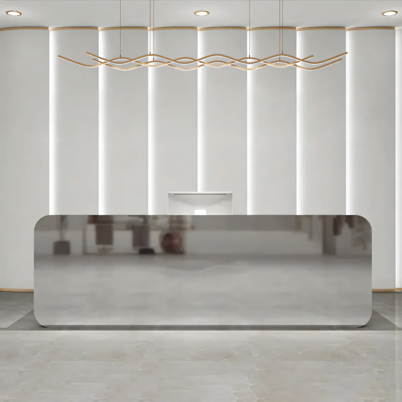 Salon Reception Desk 39-71 in Wide with Keyboard Tray, Stainless Steel & Lockable