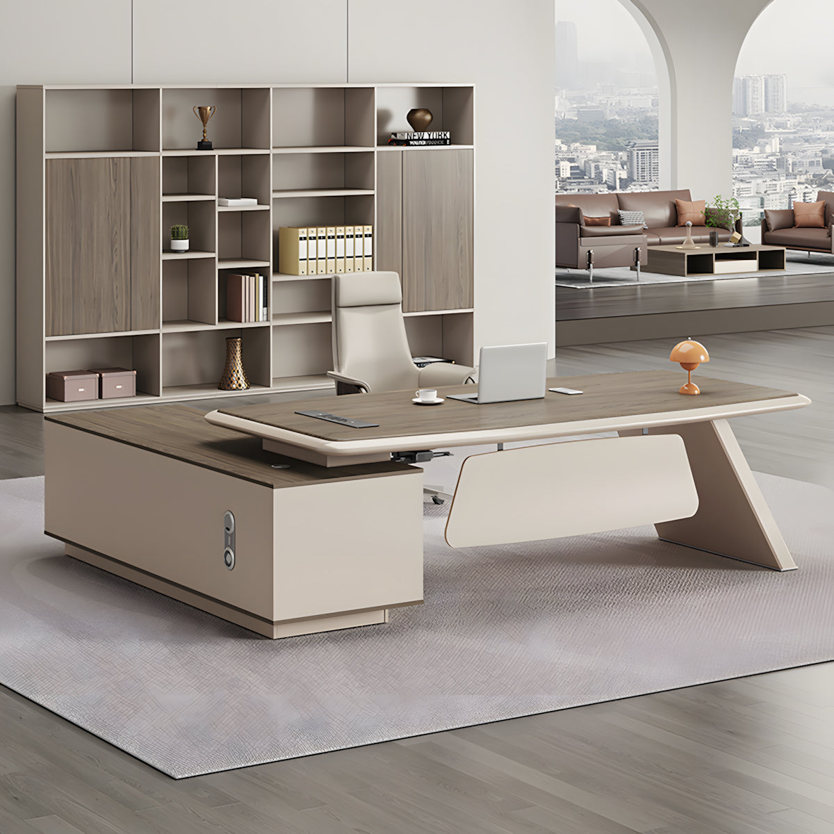 Modern L-Shaped Executive Desk with Side Storage for General Manager LBZ-2284