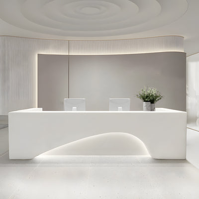 Curved Straight Fashion Front Desk with Keyboard Tray and Lockable Drawer for Offices JDT-1052