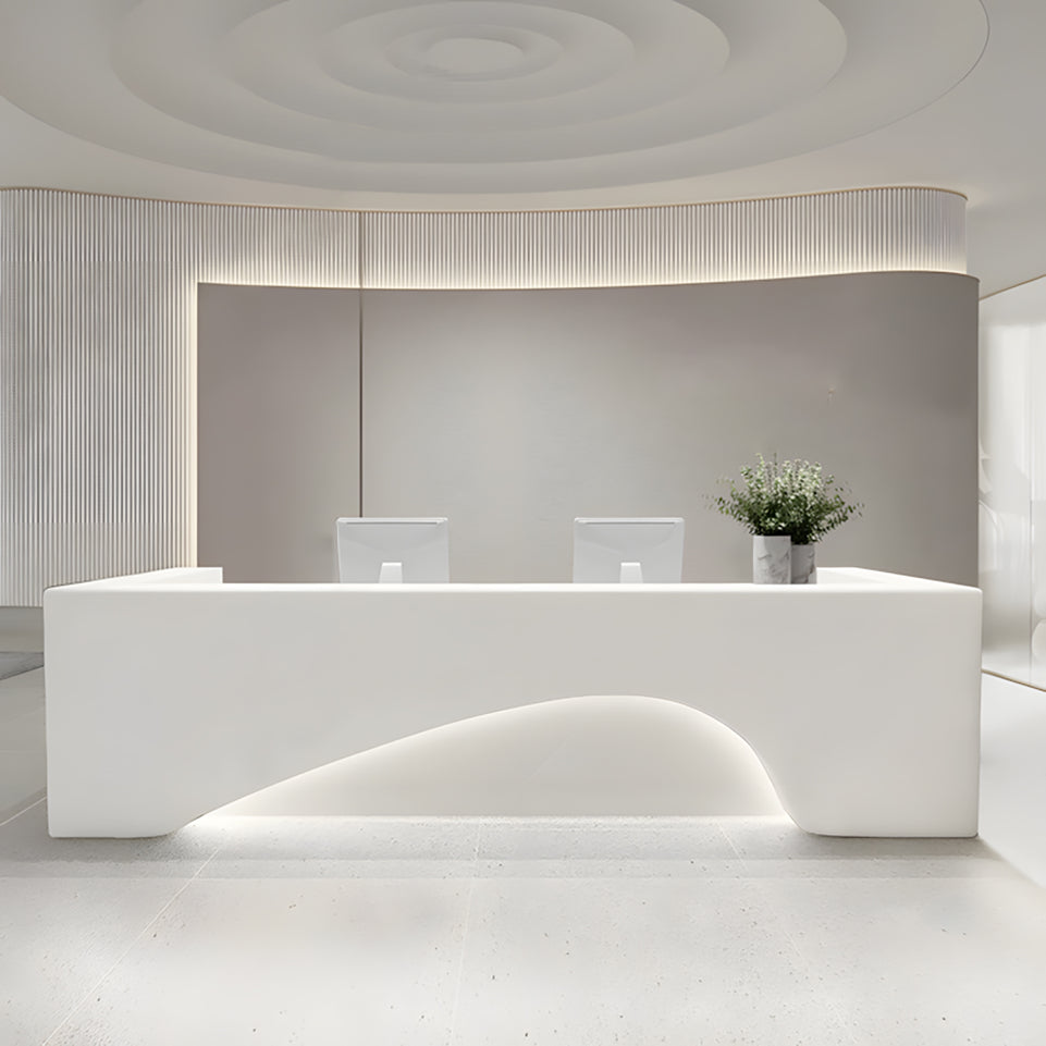 Curved Straight Fashion Front Desk with Keyboard Tray and Lockable Drawer for Offices JDT-1052