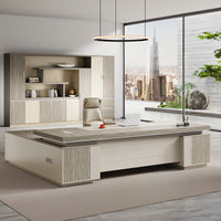 Light Luxury Boss Desk With Private Partition Storage Single Cabinet Two colors Design LBZ-1021