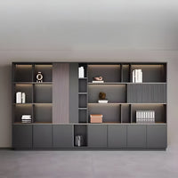 Storage Cabinet, main product view, Elegant Storage Cabinet With Soft Lighting Strip and Open Storage finish, for office storage space, office storage...