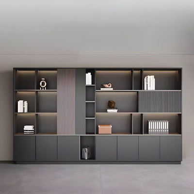 Storage Cabinet, main product view, Elegant Storage Cabinet With Soft Lighting Strip and Open Storage finish, for office storage space, office storage...