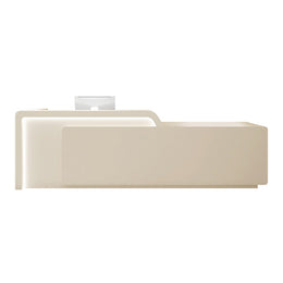 Curved Reception Desk 47-165 in Wide with LED Lighting, Lockable & File Drawers for Salon