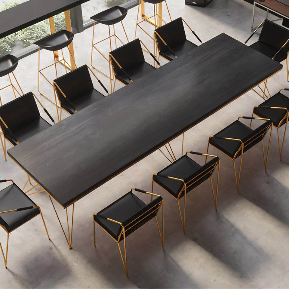 Black and Gold Conference Table and Chairs Rectangular Conference HYZ-10122