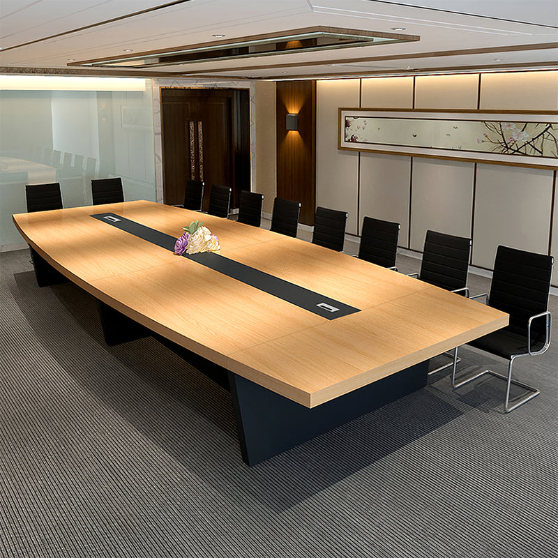 Boat Shaped Conference Table with Cable Management