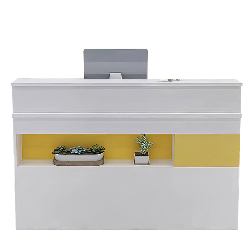 Hollow Design Small Front Desk with Display Window and Lockable Drawer for Shop JDT-1065