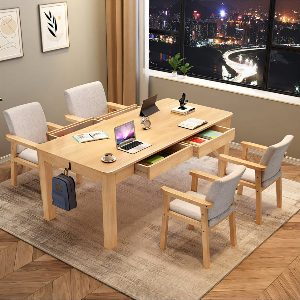 Solid Wood Conference Table for Home Living Room and Minimalist Study Table for Four People HYZ-1083