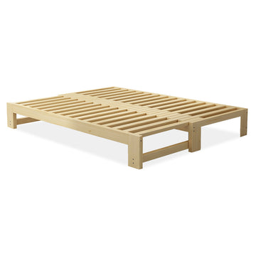 Versatile Solid Wood Extendable Bed with Raised Bed Leg Design