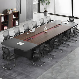 Rectangular Conference Table with Cable Management & Lumbar Support for Meeting Room