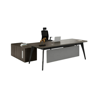 Modern Minimalist Executive Desk with Carbon Steel Legs and Cable Management Holes LBZ-10196