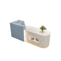 Color-Blocked Small Straight Reception Desk with Drawers and Keyboard Tray for Shops JDT-737