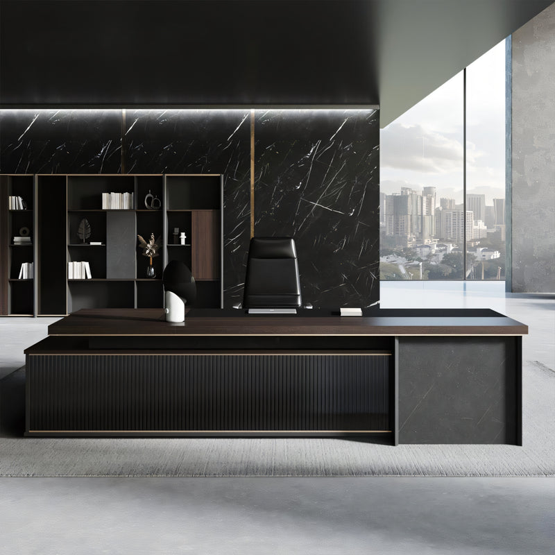 Modern Executive Desk with Rectangular, Cable Management & Lockable for Home Office