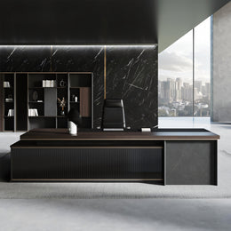 Modern Executive Desk with Rectangular, Cable Management & Lockable for Home Office