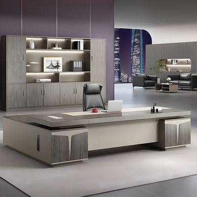 Modern Graceful Executive Desk and Chair Set with Cabinet LBZ-10155