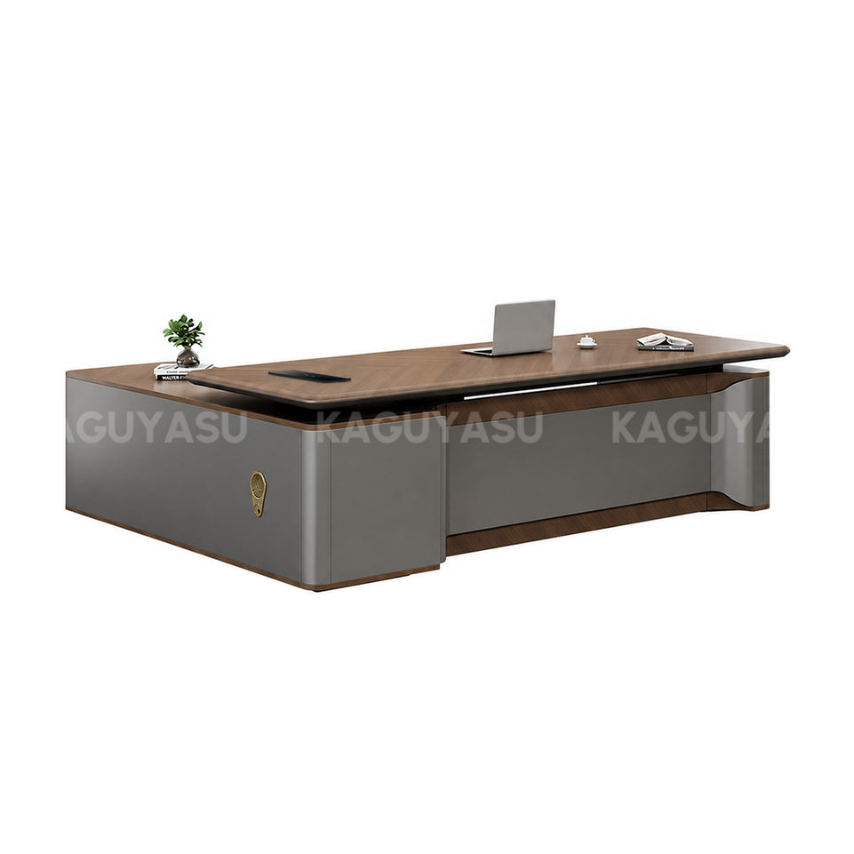 Premium Height-adjustable Executive Desk with Slide-out Power Outlet, Wireless Charging & Side Storage Cabinet (79–102")