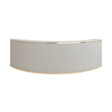 Striped Curved Front Desk with Cable Management and Multiple Drawers for Salon and Clothing Store JDT-K072
