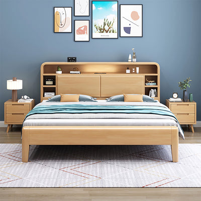 Solid Wood Bedroom Queen Bed with Storage Headboard BED-2014（In Stock）