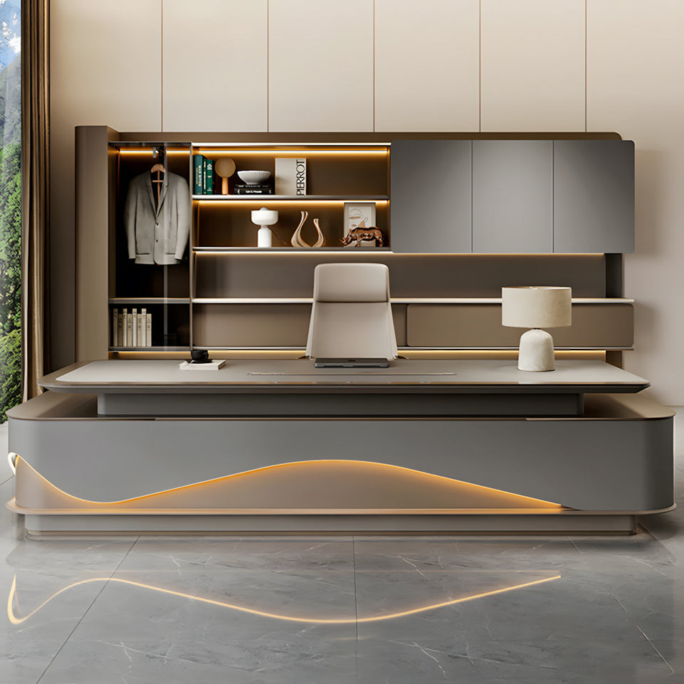 Luxury L-Shaped Executive Desk with Large Storage Cabinet & Password Lock for High-End Offices LBZ-2160