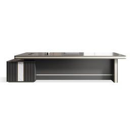 Modern L-Shaped Executive Desk with Multimedia Cable Box LBZ-2123