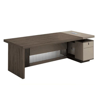 Modern Executive Desk with Cable Management & Stainless Steel for Home Office